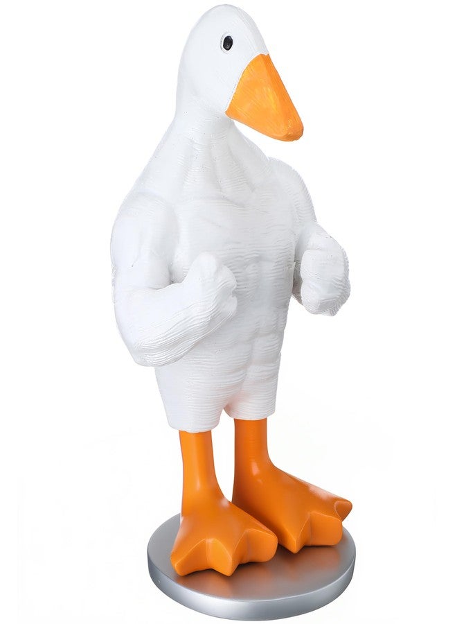 Novabright Funny Muscular Duck Statue with Base - Magnetic Home Decor, Handmade Cute Duck Sculpture for Office Desk, Entryway Table & Living Room, Novelty Figurine Gift for Gym Lovers - Image 1